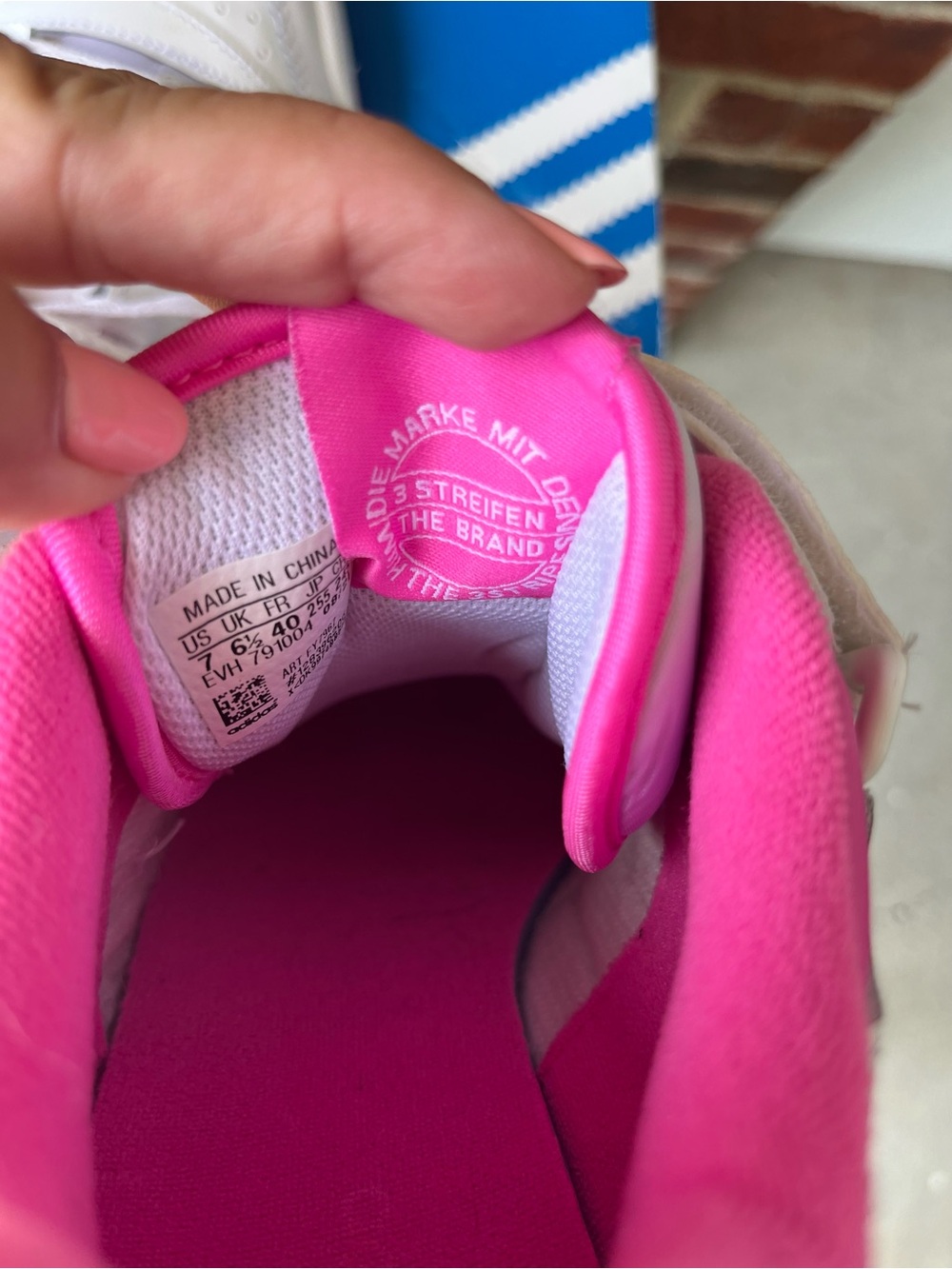 adidas Kids White & Hot Pink Low-Top Sneakers with Velcro Strap - Picture 9 of 9